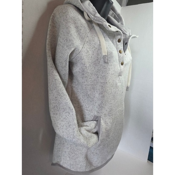 Thread Supply Heather Ivory Speckled Knit Hoodie Pullover Fleece Lined XS Snaps‎ - Picture 3 of 7